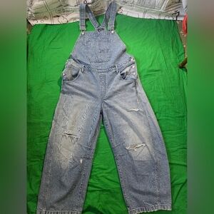 Scoop Women Distressed Overalls Size Large